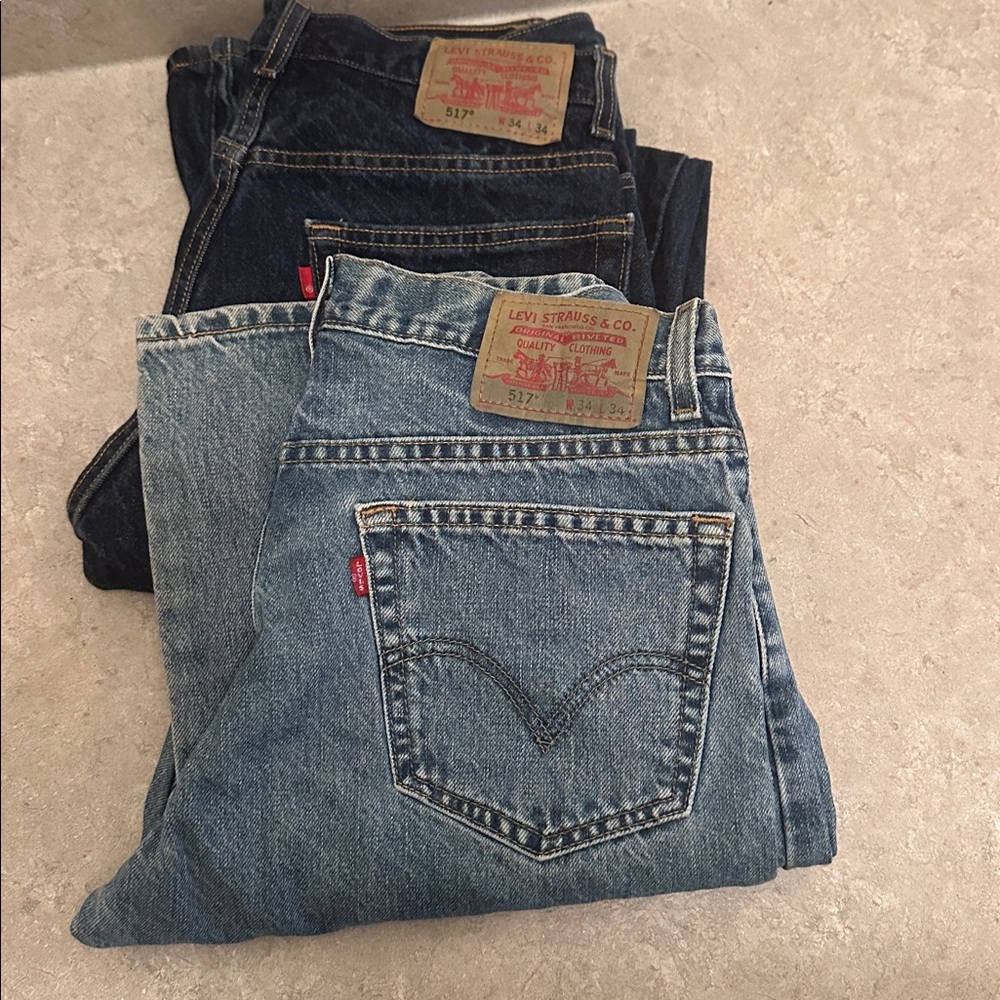 Lot of 2  Levis 517 Bootcut Jeans Mens 34x34 Denim cotton